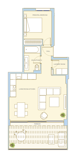 Azalea A4 one-bedroom floor plan