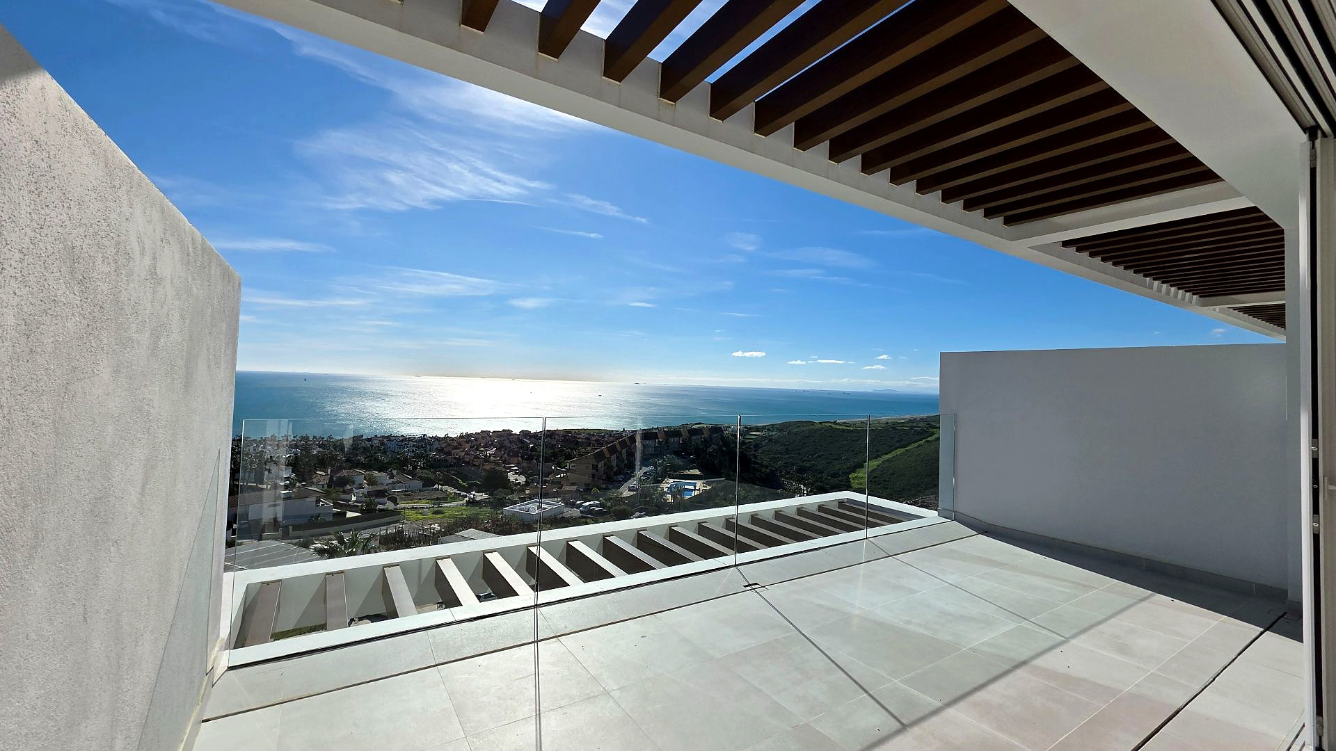 Generous private terrace with a wide coastal outlook